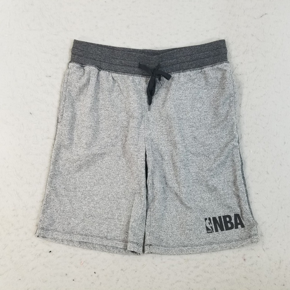 NBA Shorts Mens L Gray Basketball Lounge French Terry Drawstring Logo Pockets